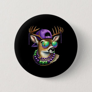 Mardi Gras Deer Hunting Mardi Beads Mask Party Boy Ronde Button 5,7 Cm