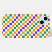 Mardi gras diagonaal dambordpatroon Case-Mate iPhone case (Achterkant (horizontaal))