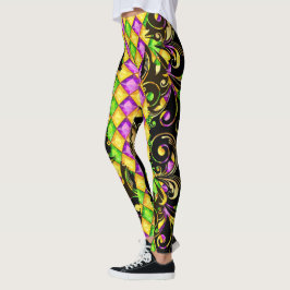 Mardi Gras Diamanten Pop Mode Kousen Leggings