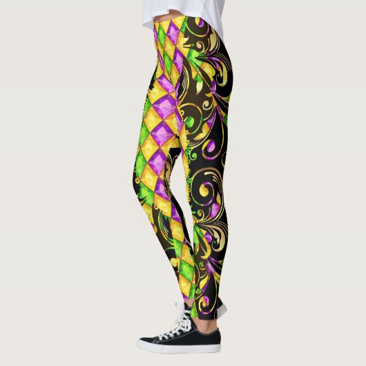 Mardi Gras Diamanten Pop Mode Kousen Leggings (Links)