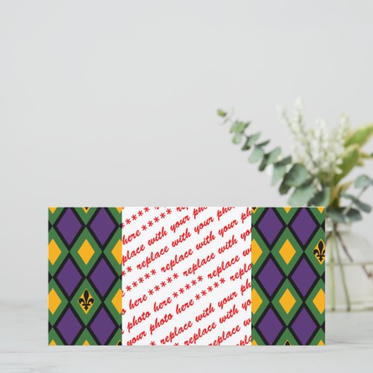 Mardi Gras Diamond Pattern met Fleur De Lis (Staand voorkant)