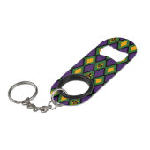 Mardi Gras Diamond Pattern met Fleur De Lis Sleutelhanger Flessenopener (Voorkant Gekanteld)