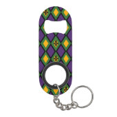 Mardi Gras Diamond Pattern met Fleur De Lis Sleutelhanger Flessenopener (Achterkant)
