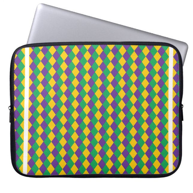 Mardi Gras Diamond Seamless Pattern. Violet, Yello Laptop Sleeve (Voorkant)