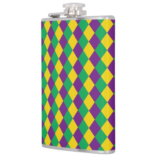 Mardi Gras Diamonds: Levendig feestelijk patroon Heupfles (Links)