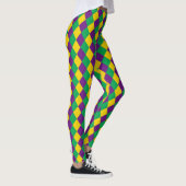 Mardi Gras Diamonds: Levendig feestelijk patroon Leggings (Rechts)