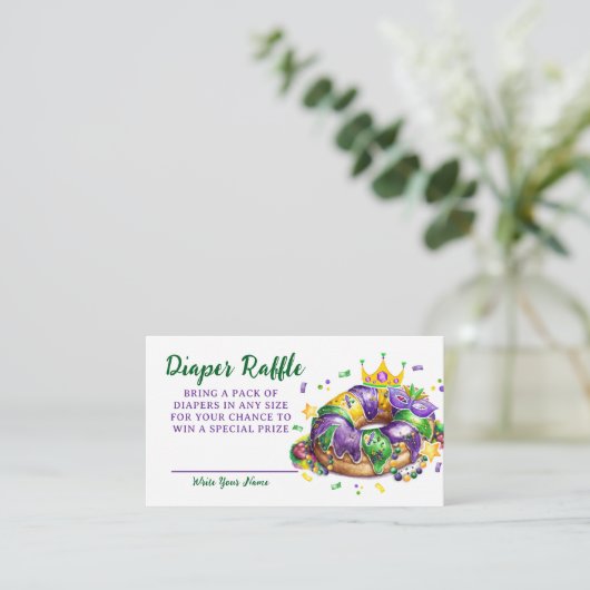 Mardi Gras Diaper Raffle Request Informatiekaartje (Staand voorkant)