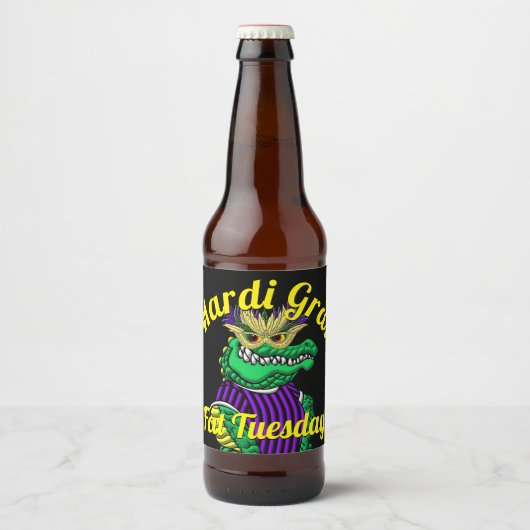 Mardi Gras Dikke Dinsdag Party Gator Bier Etiket (Voorkant)