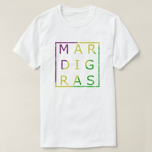 Mardi Gras Distress Green, Paars en Gold T-shirt (Design voorkant)