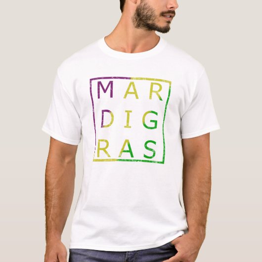 Mardi Gras Distress Green, Paars en Gold T-shirt (Voorkant)