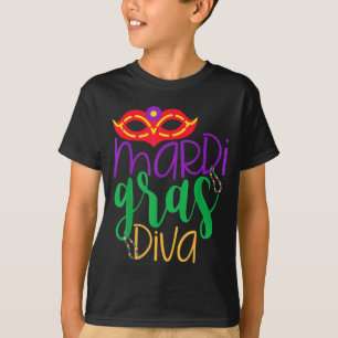 Mardi Gras-diva - Masker- en kralenontwerp T-shirt