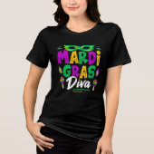 Mardi Gras Diva – Purple Mask Carnival Celebration Tri-Blend Shirt (Voorkant)