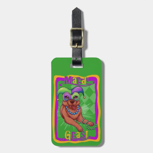 Mardi Gras Dog Bagagelabel (Voorkant verticaal)