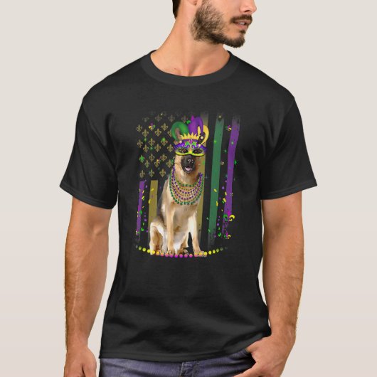 Mardi Gras Dog Carnival German Shepherd Dog Jester T-shirt (Voorkant)