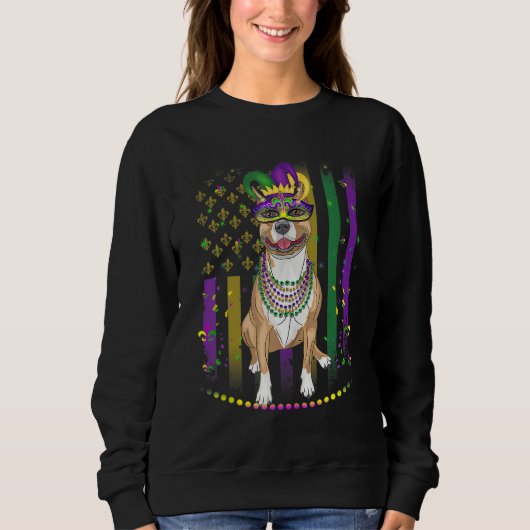 Mardi Gras Dog Carnival Pitbull Dog Jester Pet Pup Trui (Voorkant)