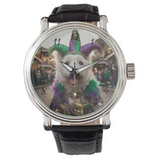Mardi Gras Dog Jester Costume Horloge