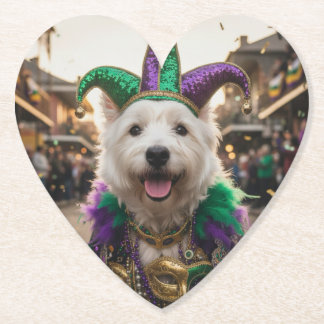 Mardi Gras Dog Jester Costume Kartonnen Onderzetters