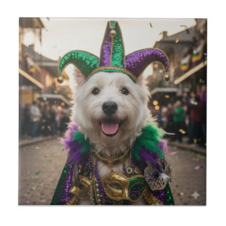 Mardi Gras Dog Jester Costume Tegeltje