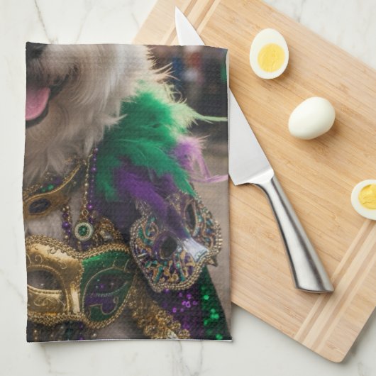 Mardi Gras Dog Jester Costume Theedoek (Quarter Fold)