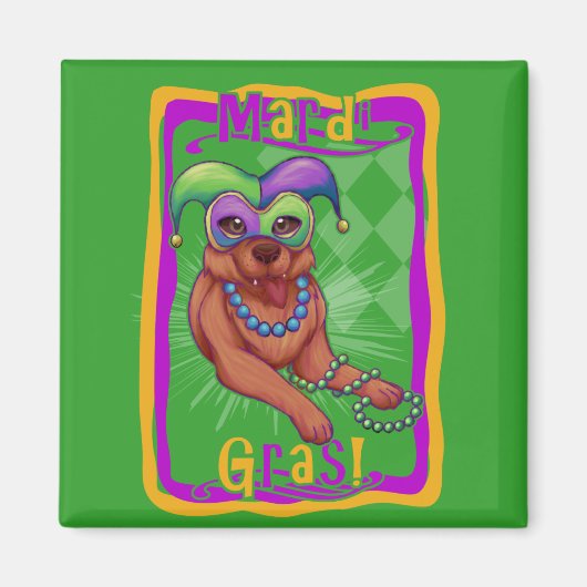 Mardi Gras Dog Magneet (Voorkant)