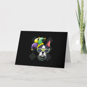 Mardi Gras Dog Shirt Funny Boston Terrier Lover Feestdagen Kaart
