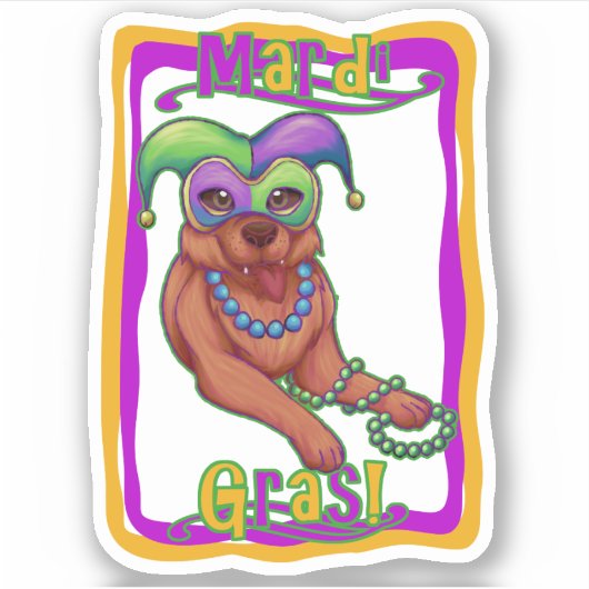 Mardi Gras Dog Sticker (Voorkant)