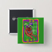 Mardi Gras Dog Vierkante Button 5,1 Cm (Voorkant /achterkant)