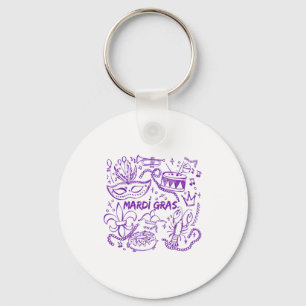 Mardi Gras Doodle Sketch T-shirt.png Sleutelhanger