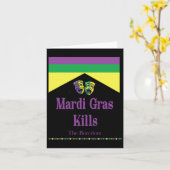 Mardi Gras doodt de verveling grappig Kaart (Gele Bloem)