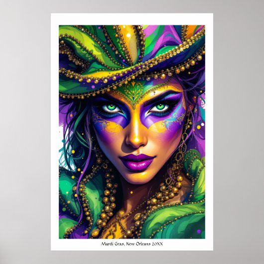Mardi Gras Dramatic Poster Toevoegen Jouw tekst Mu (Voorkant)