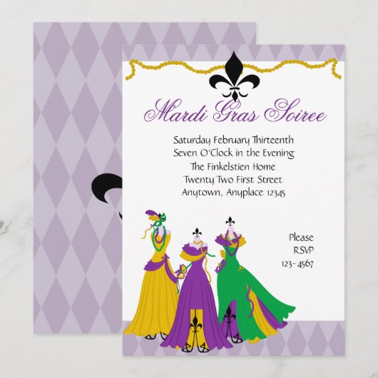 Mardi Gras Dress Shop Kaart (Voorkant / Achterkant)
