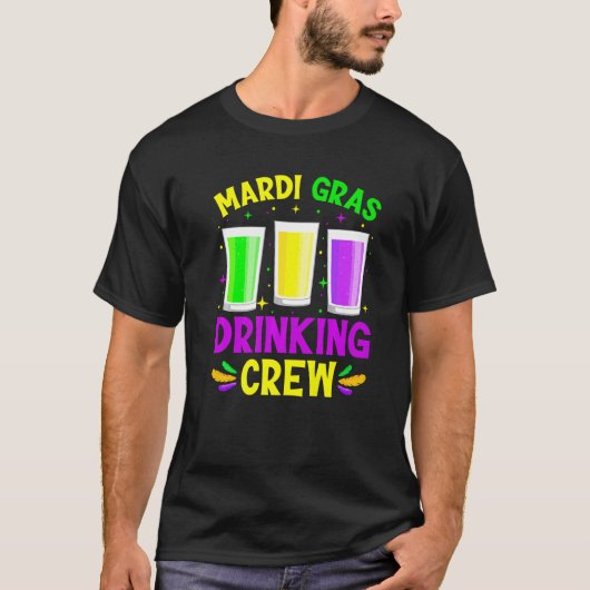 Mardi Gras Drink Crew Mask Kralen Mannen Vrouwen C T-shirt (Voorkant)