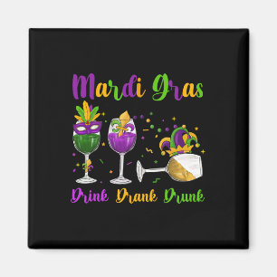 Mardi Gras Drink Drink Drink wijnglazen masker en Magneet