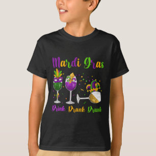Mardi Gras Drink Drink Drink wijnglazen masker en T-shirt