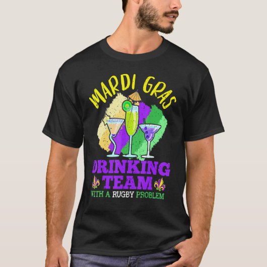 Mardi Gras Drinking Team, Drunk Carnival Parade Co T-shirt (Voorkant)