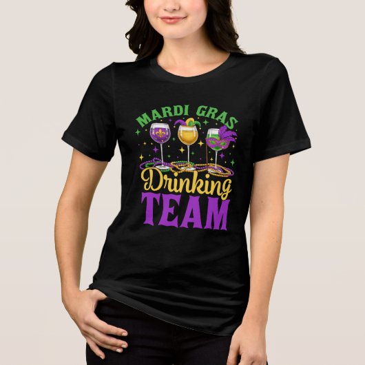"Mardi Gras Drinking Team Fun Festival Design Tri-Blend Shirt (Voorkant)
