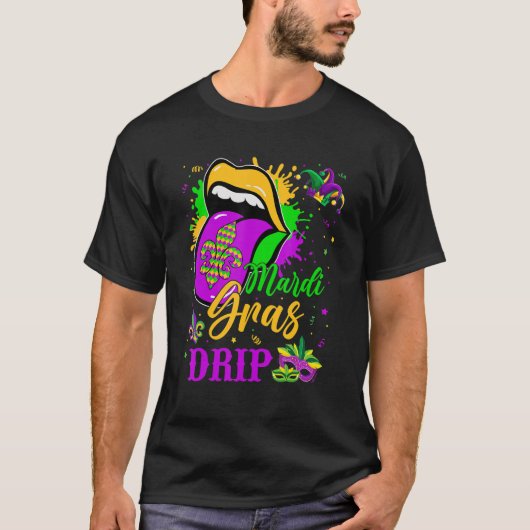 Mardi Gras Drip New Orleans Louisiana Parade Costu T-shirt (Voorkant)