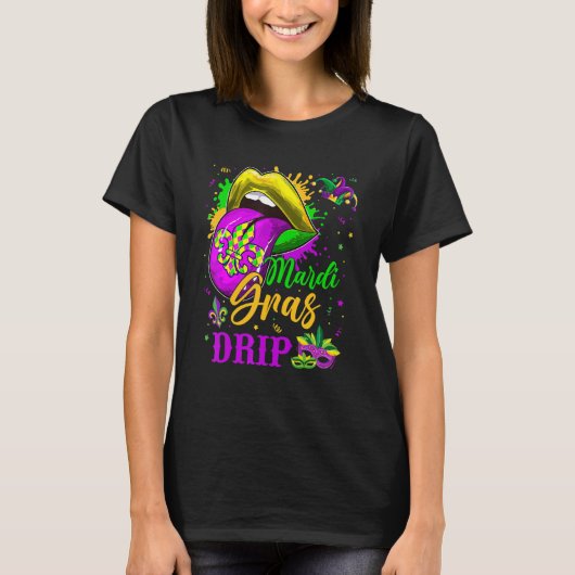 Mardi Gras Drip New Orleans Louisiana Parade Costu T-shirt (Voorkant)