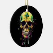 Mardi Gras Dripping Skull New Orleans Carnaval Keramisch Ornament (Rechts)
