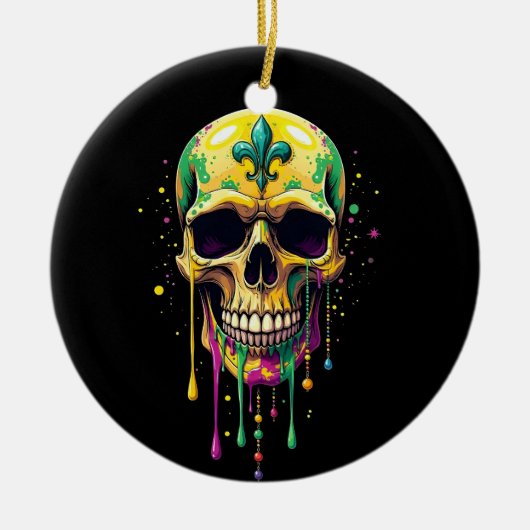 Mardi Gras Dripping Skull New Orleans Carnaval Keramisch Ornament (Voorkant)