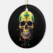 Mardi Gras Dripping Skull New Orleans Carnaval Keramisch Ornament (Links)