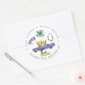 Mardi Gras | Drive-By Parade Throw Bedankt Favor Ronde Sticker (Envelop)