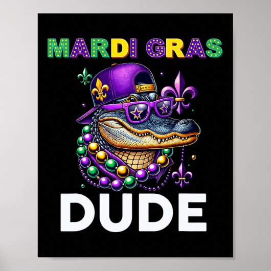 Mardi Gras Dude Alligator Mardigator Crocodile Kin Poster (Voorkant)
