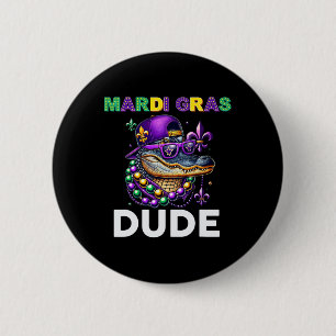 Mardi Gras Dude Alligator Mardigator Crocodile Kin Ronde Button 5,7 Cm