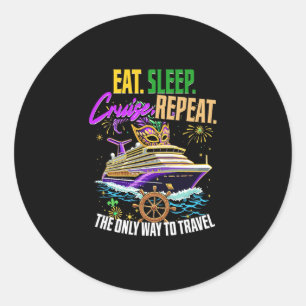 Mardi Gras Eet Slaap Cruise New Orleans Familie Ma Ronde Sticker