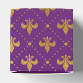 Mardi Gras Elegant Golden Fleur De Lis Squares Bedankdoosjes (Bovenkant)