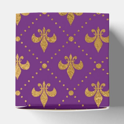 Mardi Gras Elegant Golden Fleur De Lis Squares Bedankdoosjes (Bovenkant)