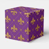 Mardi Gras Elegant Golden Fleur De Lis Squares Bedankdoosjes (Achterkant)