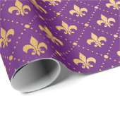 Mardi Gras Elegant Golden Fleur De Lis Squares Cadeaupapier (Rol Hoek)