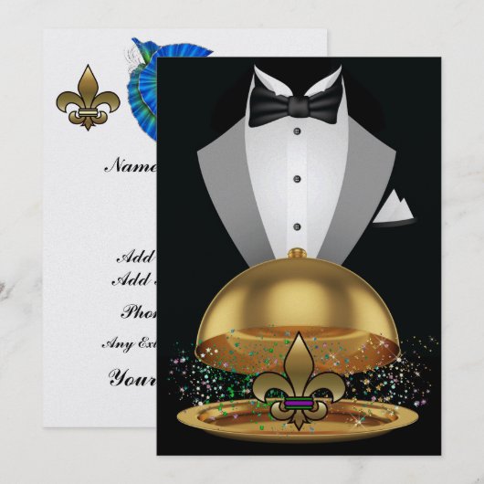 Mardi Gras Elegant Uitnodiging - SRF (Voorkant / Achterkant)